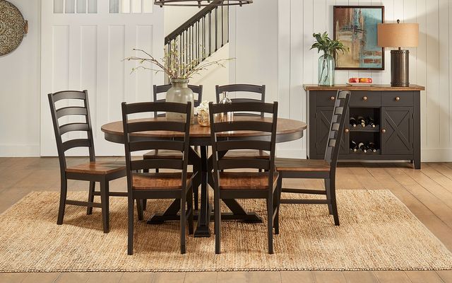 A-America® Stormy Ridge Chicory Oval Extension Dining Table with Slate Black Base-1