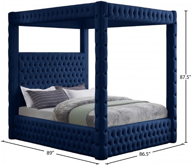 Meridian Furniture Royal Navy King Upholstered Canopy Bed-3