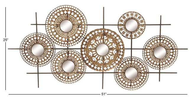 Deco Marche Brown Round Mirrored Wall Decor-3