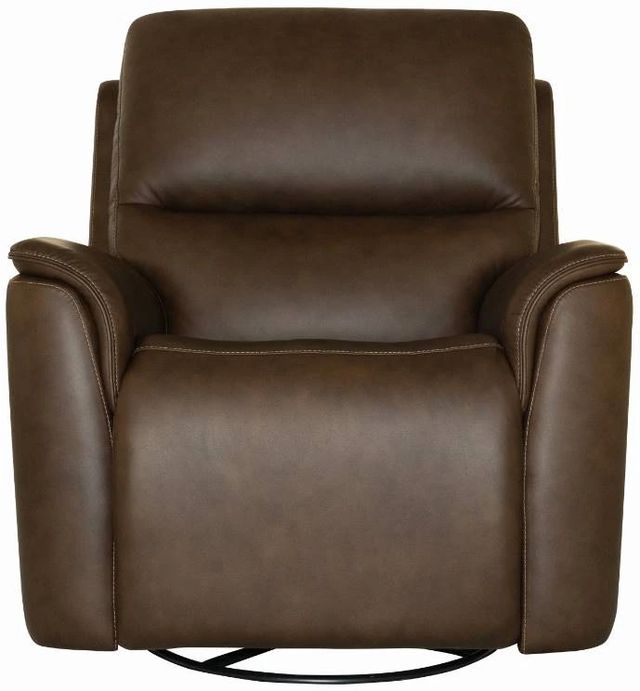 Flexsteel® Henry Burnt Umber Leather Power Swivel Gliding Recliner-3