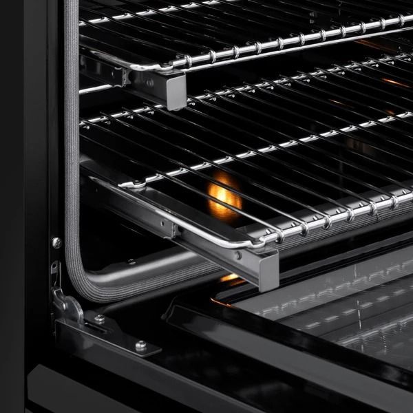 ZLINE Marino 30" Black Stainless Steel Pro Style Gas Range with 4-Burner and Polished Gold Accents-4