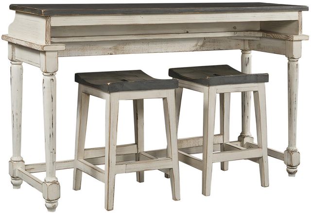 aspenhome® Hinsdale 3-Piece Greywood Console Bar Table Set with Cottonwood Base-0