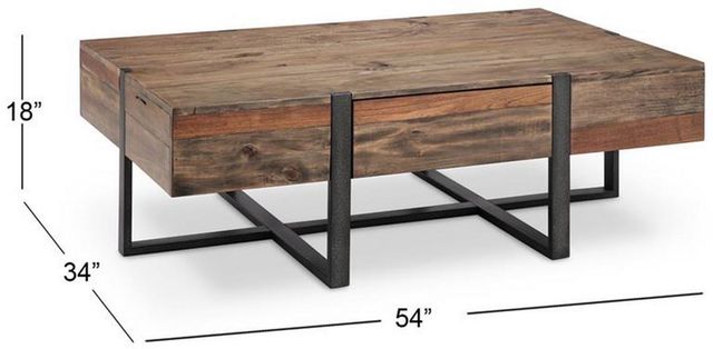 Magnussen Home® Prescott Rustic Honey Cocktail Table with Metal Base -1