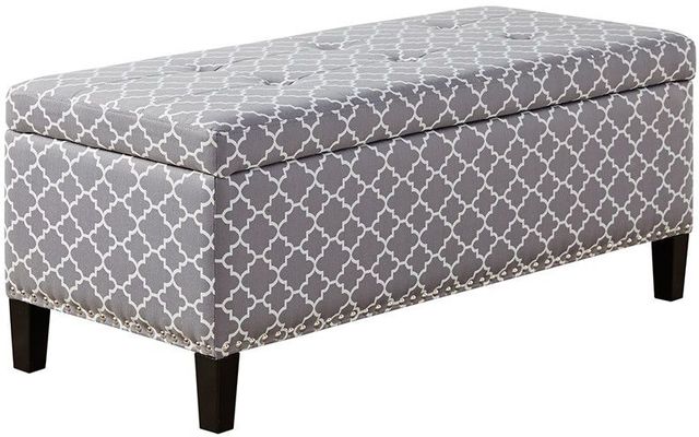 Olliix by Madison Park Grey Shandra II Tufted Top Storage Bench-1