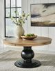 Signature Design by Ashley® Ridgester Light Brown Round Dining Table with Matte Black Base-1