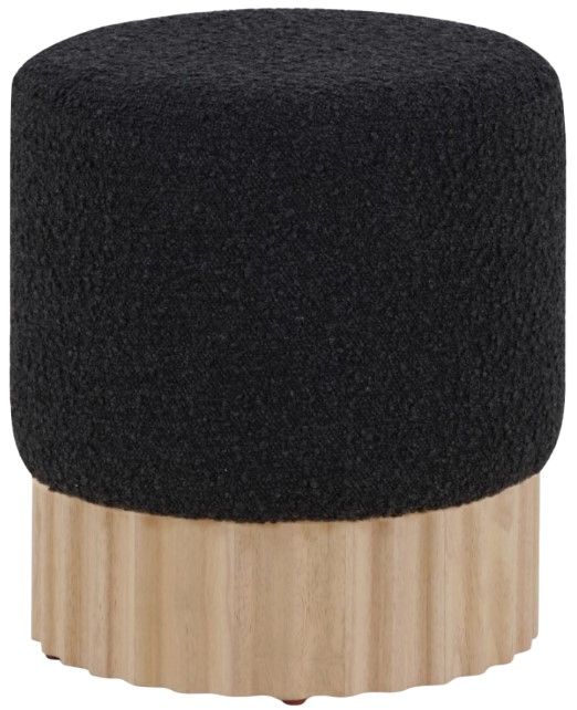 Meridian Furniture Veranda Black/Natural Boucle Fabric Ottoman-0