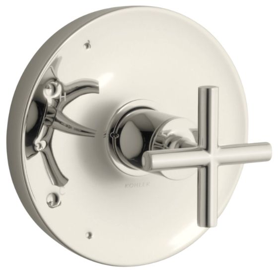 KOHLER® Purist® Rite-Temp® Vibrant Polished Nickel Valve Trim with Cross Handle-0
