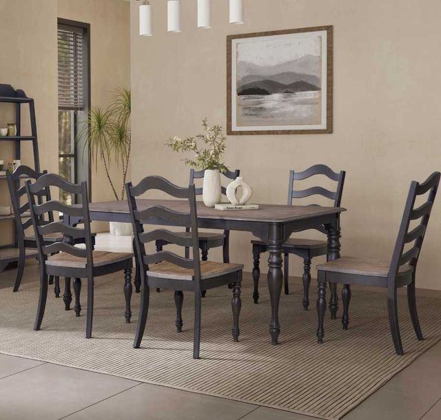 Liberty Furniture Magnolia Manor 7-Piece Antique Black/Weathered Bark Dining Table Set-1