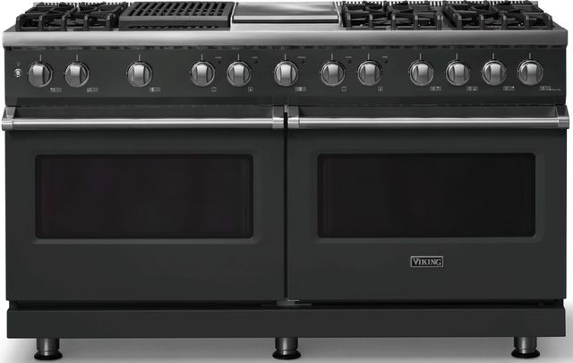 Viking® 5 Series 60" Antique Bronze Pro Style Dual Fuel (NG) Range with Polished Chrome Trim-0