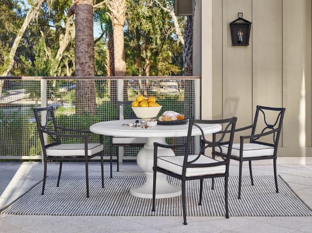 Universal Explore Home™ Coastal Living Outdoor Honolua Bay Abaco White Cast Concrete Dining Table-1