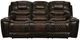 Corinthian Furniture Mcgregor Brown/Tobacco 91" Manual Reclining Sofa with Dropdown Table-0