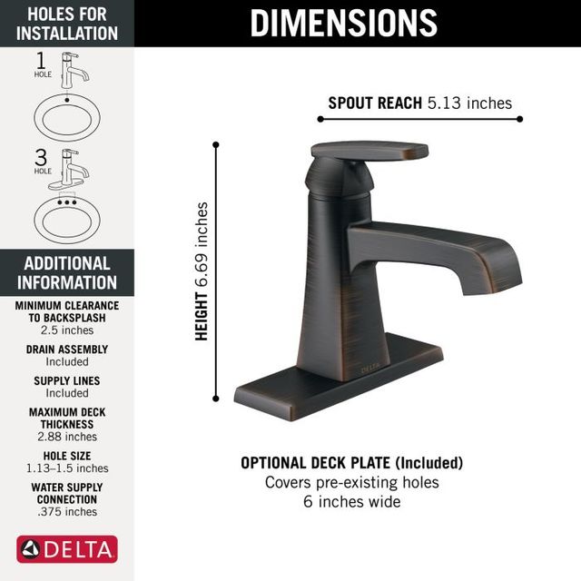 Delta Ashlyn® Venetian Bronze Single Handle Bathroom Faucet with Drain-4