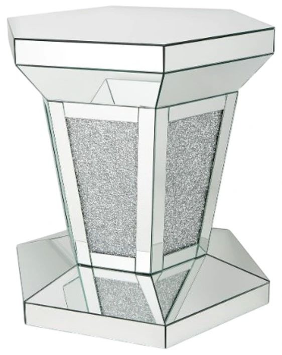 Michael Amini® Montreal™ Glass Top Dining Table with Mirrored Base-2