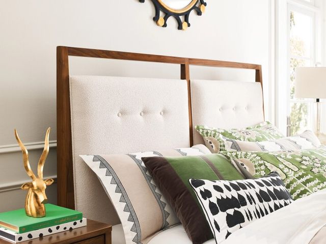 Kincaid® Monogram Walnut Pinehurst Walnut/White California King Upholstered Panel Bed-2