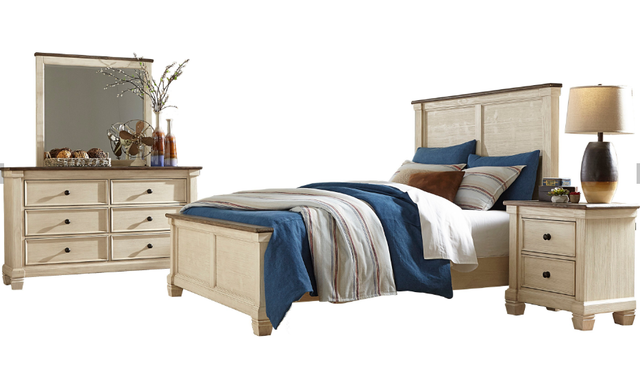 Homelegance® Weaver Antique White/Rosy Brown Queen Panel Bed-2