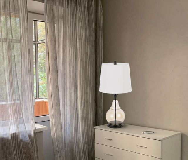 Cal® Lighting & Accessories Kittery Amber/Dark Bronze/White Table Lamp-1