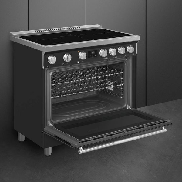 Smeg Professional 36" Matt Black Freestanding Induction Range