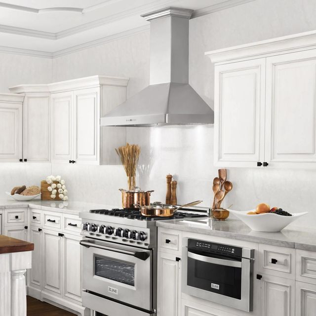 ZLINE 36" Stainless Steel CrownSound™Ducted Vent Wall Mount Range Hood with Built-in Bluetooth Speakers -1