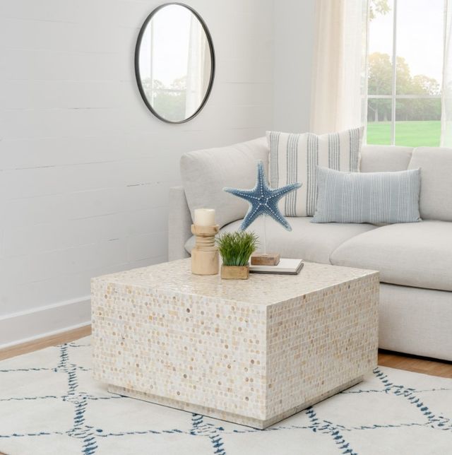 Linon Capiz Cream  Square Coffee Table-1