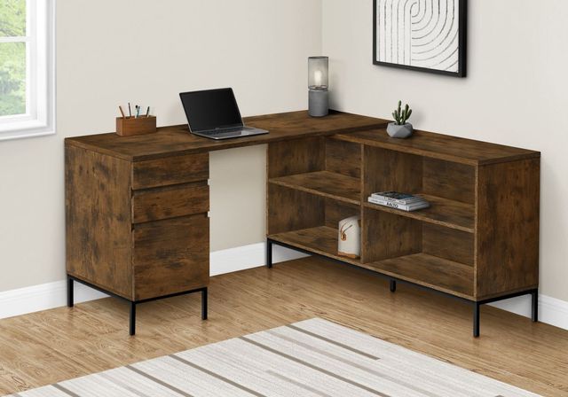 Monarch Specialties Inc. Brown L-Shaped Office Desk-1
