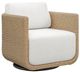 Uttermost® Santorini Honey/Oyster White Wicker Indoor-Outdoor Swivel Lounge Chair with Cushion-0