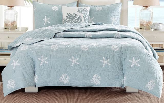 Olliix by Harbor House 4 Piece Dusty Blue King/California King Seaside Coverlet Set-0