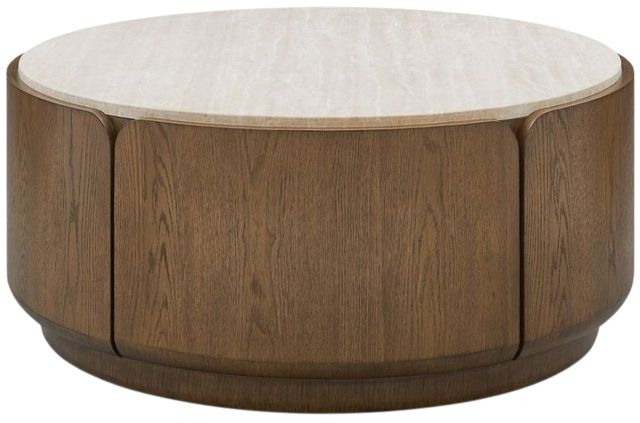Uttermost® Tindall Provincial Round Travertine Coffee Table-0