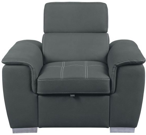 Mazin Furniture Ferriday Gray Chair With Adjustable Headrest And Pull-Out Ottoman-0