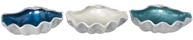 Deco Marche 3-Piece Multi-Colored Shell Decorative Bowl with Silver Base Set-0