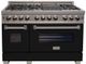 ZLINE 48" Satin Stainless Steel Pro Style Dual Fuel Range with Black Matte Door-0