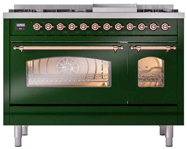 Ilve® Nostalgie II Series 48" Emerald Green Pro Style Dual Fuel Range-1