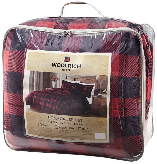 Olliix by Woolrich Alton Red/Black Buffalo Check King Plush to Sherpa Down Alternative Comforter Set-1