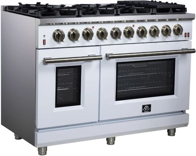 FORNO® Massimo Series Alta Qualita 48" White Pro Style Gas Range-2
