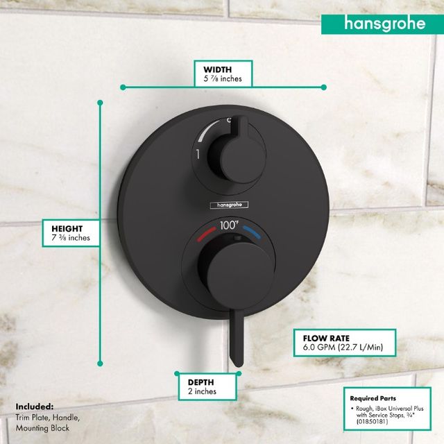 Hansgrohe Ecostat S Matte Black Thermostatic Trim with Volume Control-3