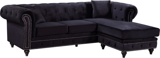 Meridian Furniture Sabrina 2-Piece Black Velvet Reversible Sectional-0
