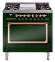 Ilve® Nostalgie II Noblesse 36'' Emerald Green Pro Style Dual Fuel Range with Copper Trim-0