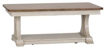 Clearance Liberty Furniture Farmhouse Reimagined Chestnut Cocktail Table with Antique White Base-2