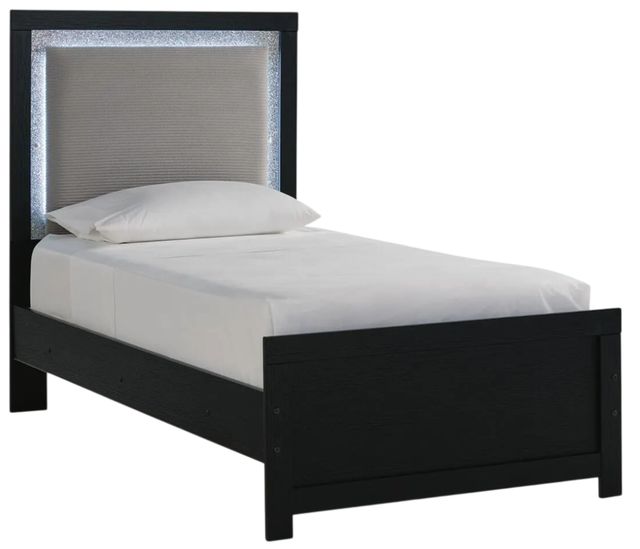 Signature Design by Ashley® Maeling Black Youth Twin Upholstered Panel Bed-0