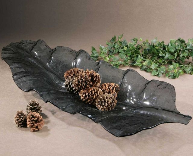 Uttermost® Smoke Dark Gray Leaf Tray-2