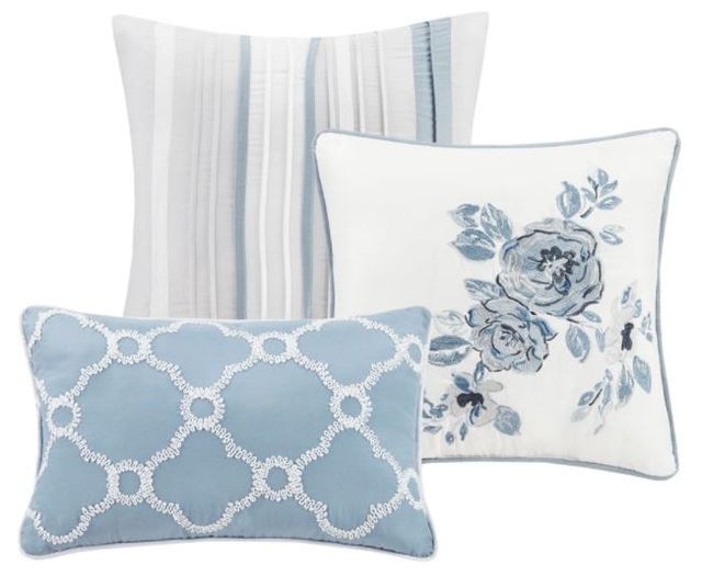 Olliix by Madison Park Willa Blue Full/Queen Six Piece Reversible Coverlet Set-4