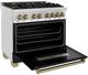 ZLINE Autograph Edition 36" Stainless Steel Pro Style Dual Fuel Range with Black Matte Door-4