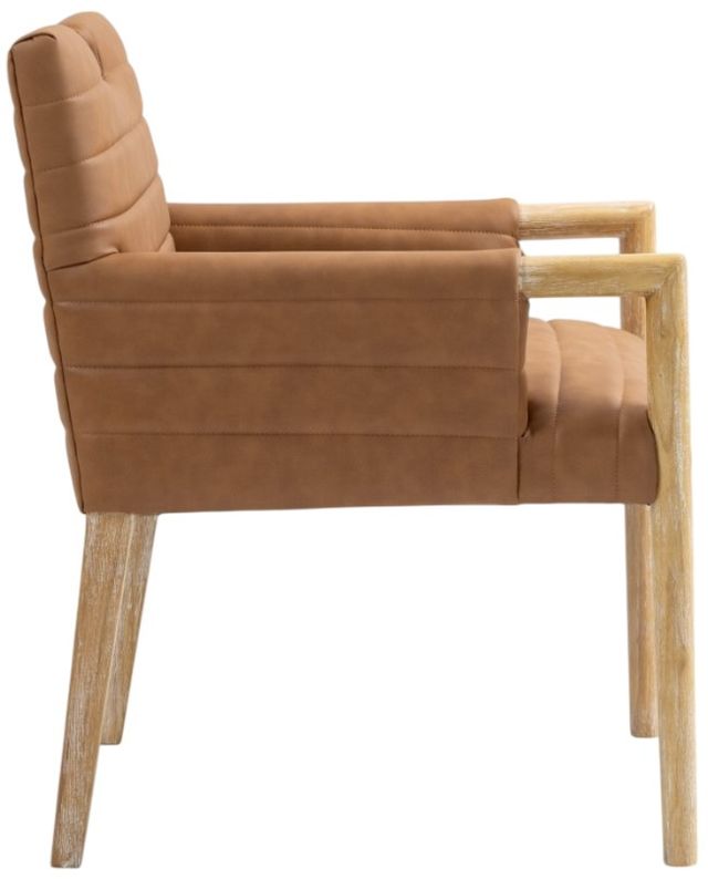 Meridian Furniture Aimee Cognac/Natural Leather Dining Arm Chair-3