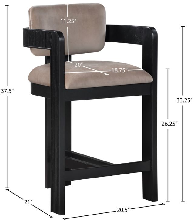 Meridian Furniture Sacha Taupe Upholstered Counter Stool-2