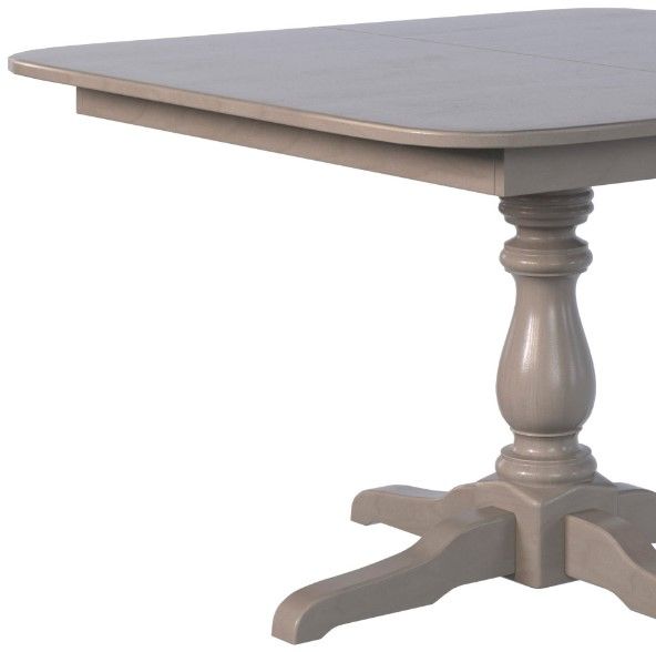 Country View Woodworking Customizable Camden Red Oak Top Dining Table with 1-Leaf and Brown Maple Base-1
