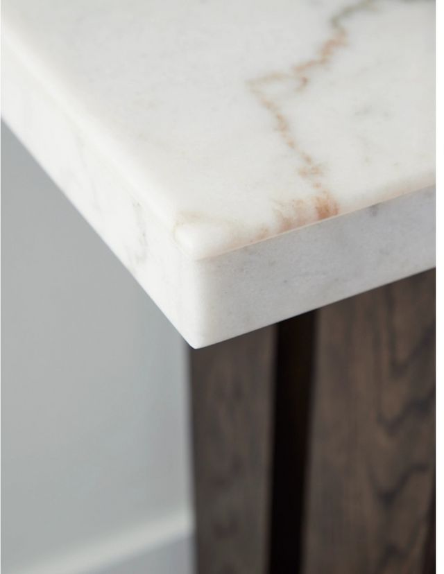 Signature Design by Ashley® Burkhaus White Sofa Table with Dark Brown Base-3