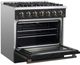 FORNO® Galiano 36" Stainless Steel Pro Style Gas Range with Black Door and Antique Brass Accents-3