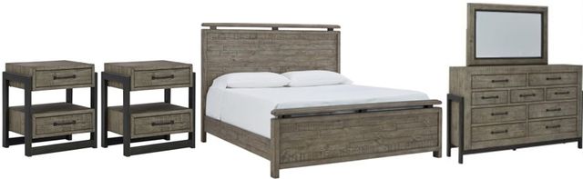 Signature Design by Ashley® Brennagan 5-Piece Gray California King Panel Bed Set-0