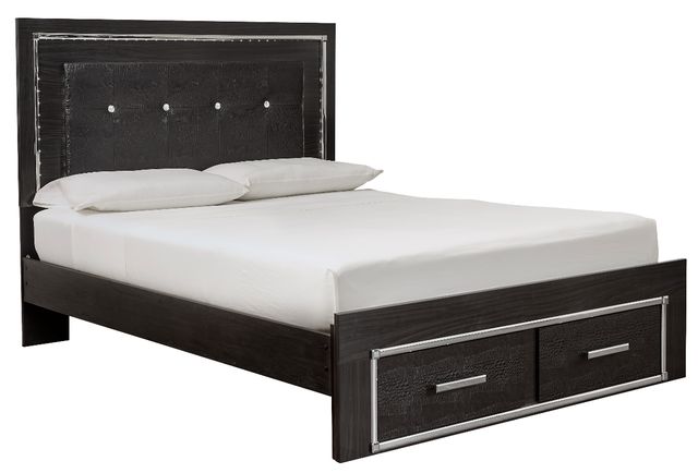 Signature Design by Ashley® Kaydell Black Queen Upholstered Storage Panel Bed with LED Lights-0