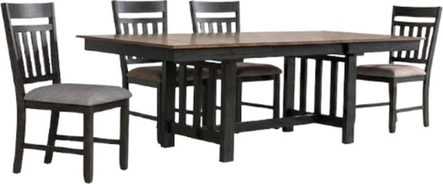 New Classic® Home Furnishings Harrisburg 5-Piece Brown/Charcoal Table Set-0