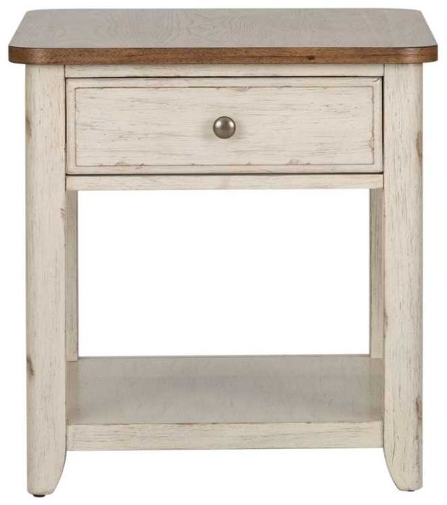 Liberty Furniture Farmhouse Reimagined Chestnut End Table with Antique White Base-2